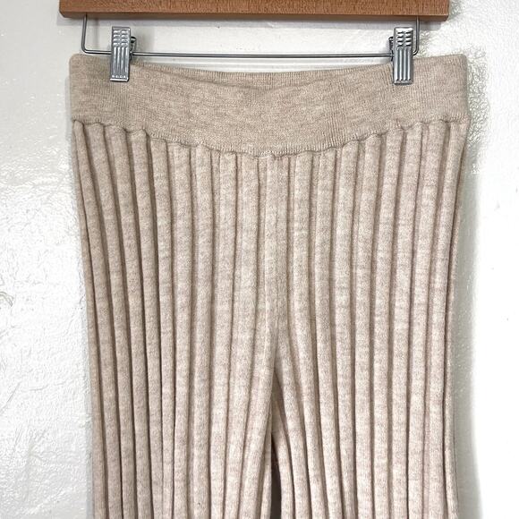 ANINE BING Val Wool Ribbed Knit Flared Pull On Pant in Cream Size M - Picture 7 of 12